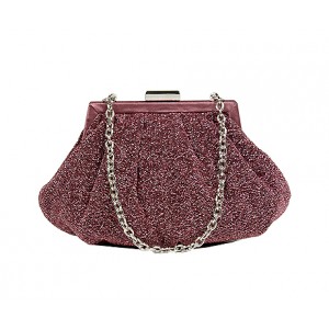 Evening Bag - 12 PCS - Glittery Look Fabric - Fuchsia - BG-92093FU